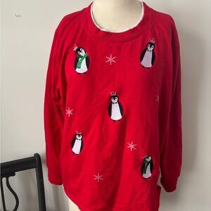 Red Penguin Embroidered Sweater